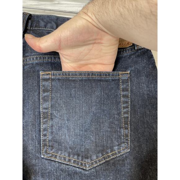 Eddie Bauer Jeans Mens 36x32 Blue Straight Fit Dark Wash Denim Cotton Classic - Picture 8 of 13